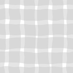 Simple and beautiful monochrome lines seamless pattern. Vector classic checkered texture in retro style. Hand drawn thin and thick wavy lines background - 574940246