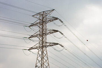 high tension tower in charge of conducting electricity from the electrical substation to the industry.