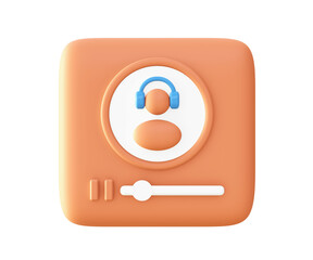 3d Listening to music icon for UI UX web mobile apps social media ads designs