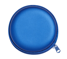 Blue round pouch with a zipper, cut out