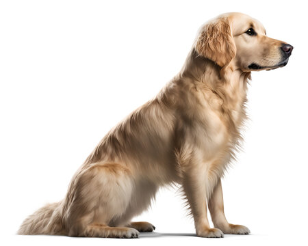 Golden retriever side profile view isolated background. Generative Ai