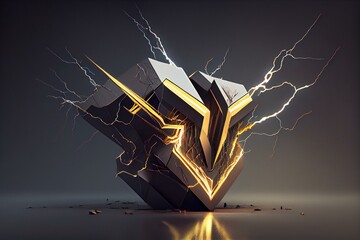 lightning's icon, geometric style, thunder icon, AI Generated