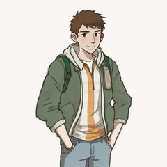 Fototapeta premium people in anime style, fantasy style, schoolchildren, hooligans, teenagers, models