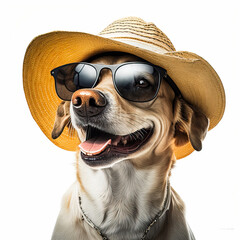 Hund mit Hut und Sonnenbrille, ki generated