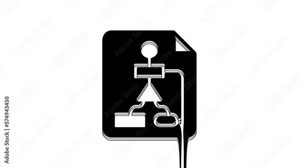 Poster black tile flowchart for program design or process management plan icon isolated on white background