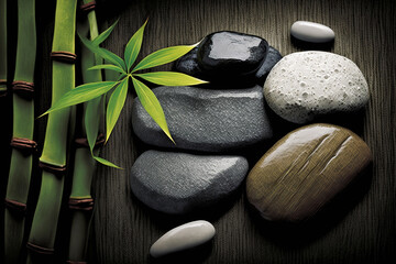 Obraz na płótnie Canvas Spa background with bamboo and zen stones, illustration