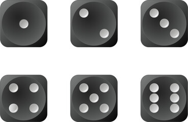 Dice collection. Game dice. Dice in realistic design from one to six. 