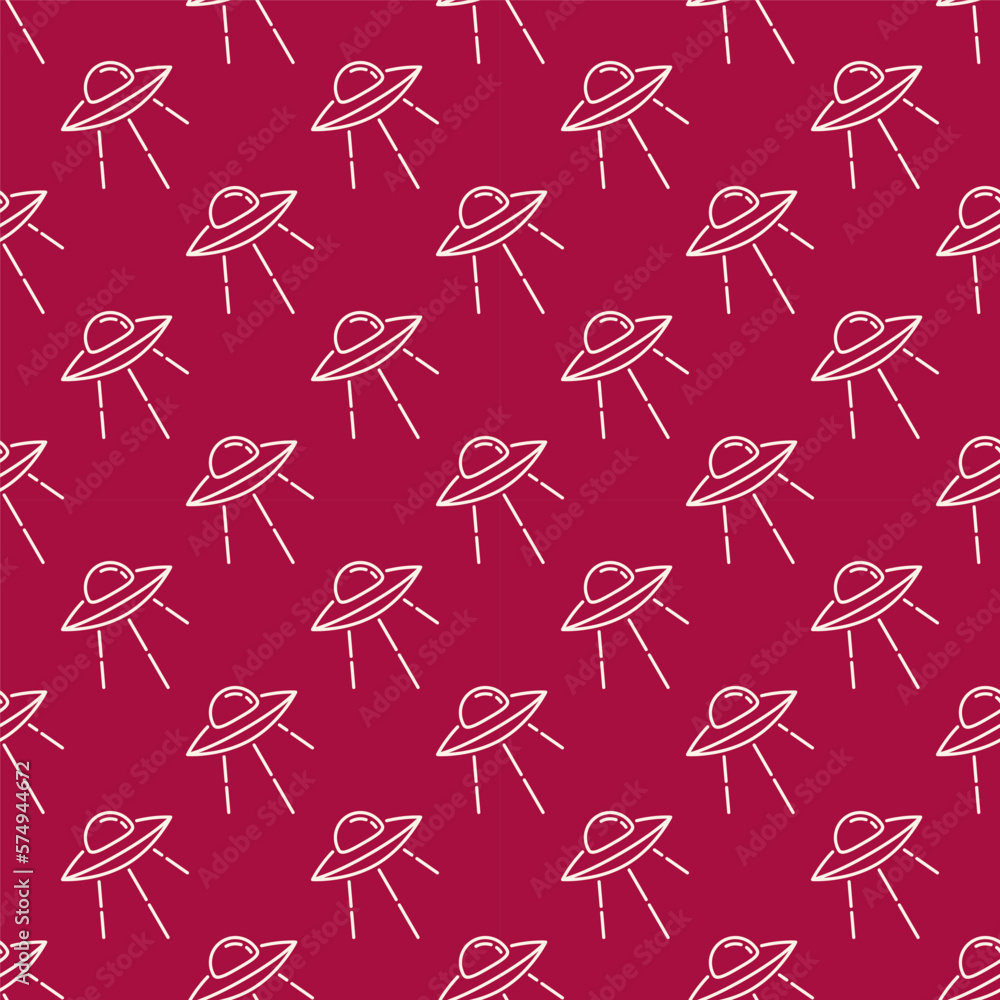 Poster unidentified flying object vector ufo concept red seamless pattern