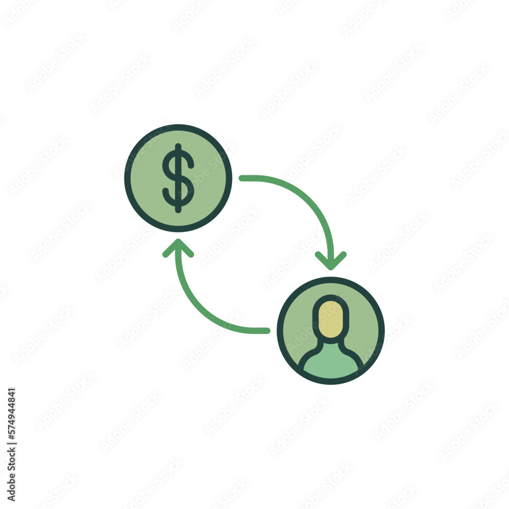 Poster man with dollar vector bribery or corruption concept colored icon