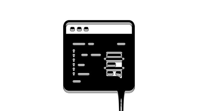 Black Software, web developer programming code icon isolated on white background. Javascript computer script random parts of program code. 4K Video motion graphic animation