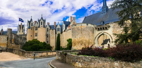 Poster beautiful  medieval castles of Loire valley - Montreuil-Bellay. France © Freesurf