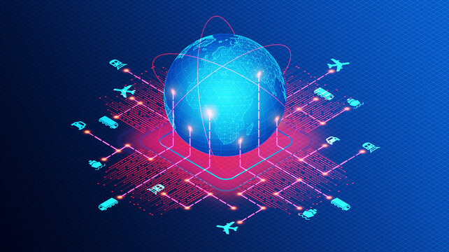 Global Distribution System Concept - GDS - 3D Illustration