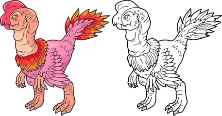 prehistoric dinosaur oviraptor, illustration design