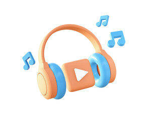 3d Streaming music icon for UI UX web mobile apps social media ads designs