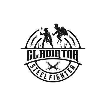 Vintage gladiator or spartan logo design template