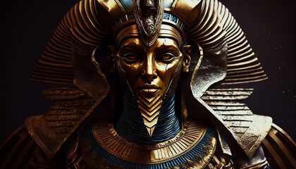 Egyptian Pharaoh God Ra Sphinx Golden mask Statue  - obrazy, fototapety, plakaty