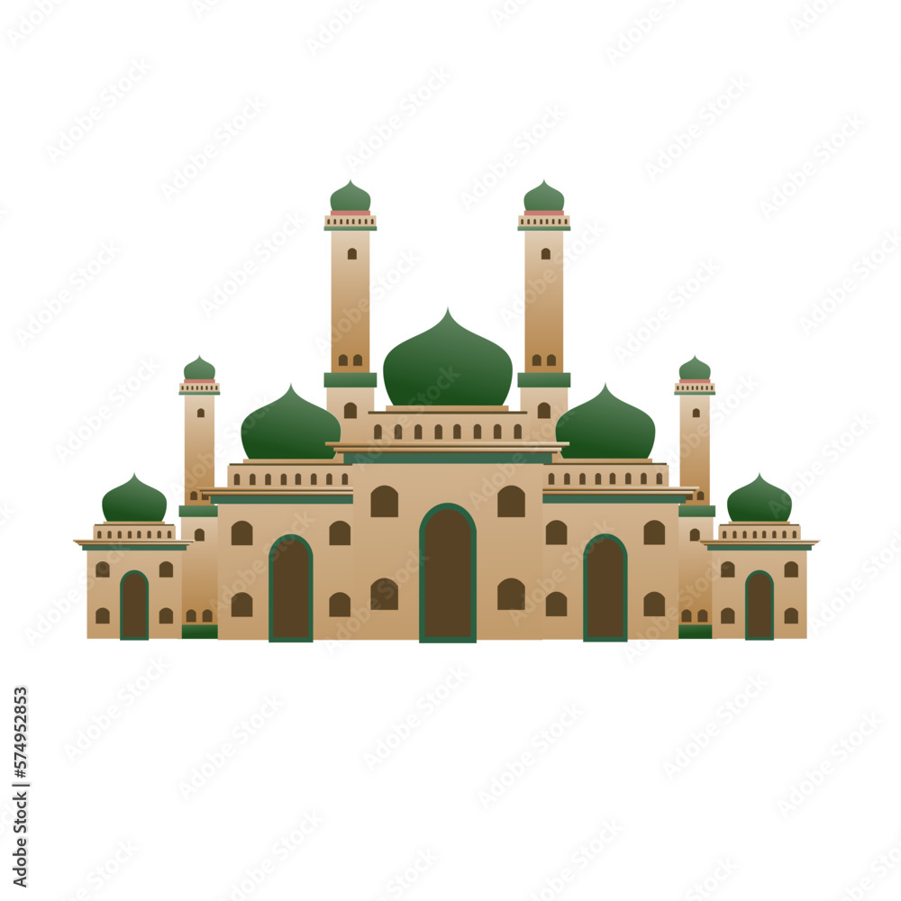 Wall mural vector islamic mosque building green color