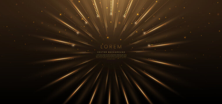 Elegant Golden Light Circles Glowing With Lighting Effect Sparkle On Dark Blue Background. Template Premium Award Design.
