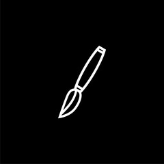 Paint brush icon thin line outline linear paint brush symbol isolated on black background.