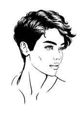 fashion illustration of stylish woman with short hairstyle