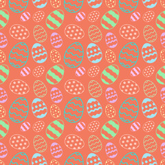 Easter Eggs with seamless ornament pattern, Vector.