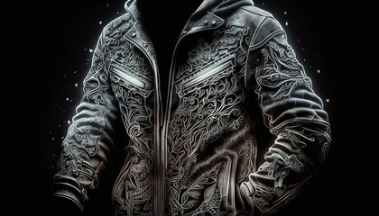 Fototapeta na wymiar beautiful and special motorcycle leather jacket, in which every motorcyclist likes to race