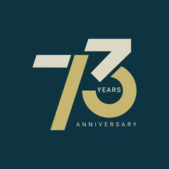 73, 73rd Years Anniversary Logo, Vector Template Design element for birthday, invitation, wedding, jubilee and greeting card illustration.