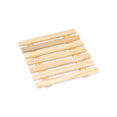 Wooden trivet mat isolated over white background