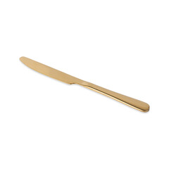 Golden metal knife isolated over white background