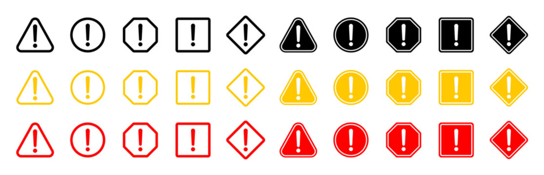 Caution Alarm Set, Symbols Danger And Warning Signs, Danger Sign Collection, Attention Signs