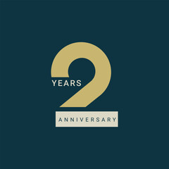 2 Years, 2nd, Anniversary Logo, Vector Template Design element for birthday, invitation, wedding, jubilee and greeting card illustration.