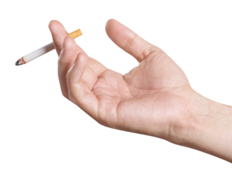Cigarette smoker hand, cut out