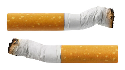 Extinguished cigarette butts cut out