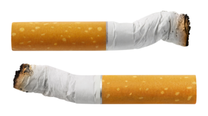 Extinguished cigarette butts cut out