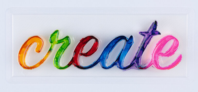 Letters create on form with colored paints