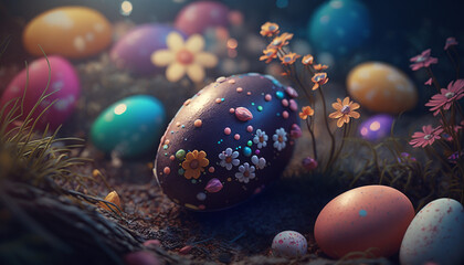 Fototapeta na wymiar Easter themed background Cinematic effect, AI Generative 