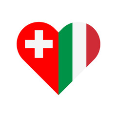 unity concept. heart shape icon of switzerland and italy flags. vector illustration isolated on white background