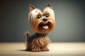Cute yorkshire terrier dog character. Generative AI