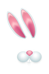 Ears of spring bunny and cute muzzle, 3d funny Easter rabbits mask for mobile app
