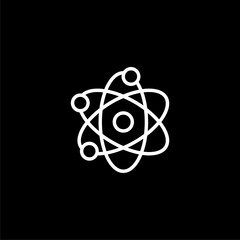 Atom icon,Symbol of science, education, isolated on black background. 