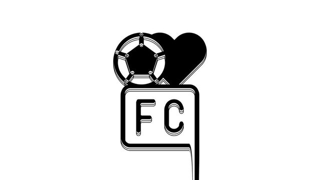 Black Fan club football icon isolated on white background. 4K Video motion graphic animation