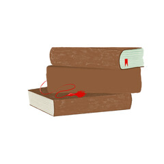 A collection of books. Miscellaneous books.Stack of books.Books lying.Books with bookmarks.Book collection.Book stickers