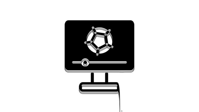 Black Football soccer match on TV icon isolated on white background. Football online concept. 4K Video motion graphic animation
