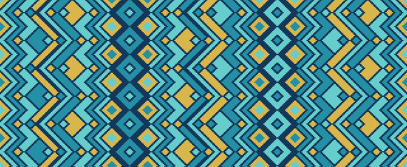 Asymmetric rhombus traditional motifs vector geometric pattern.