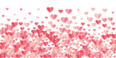 Paper cut pink heart symbols explosion background design. Festive decorative elements. Postcard