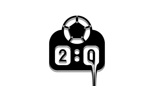Black Sport mechanical scoreboard and result display icon isolated on white background. 4K Video motion graphic animation