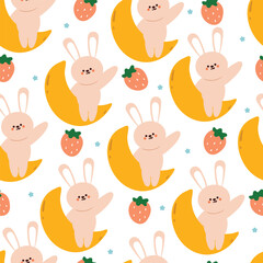 Fototapeta premium seamless pattern cartoon bunny. cute animal wallpaper for gift wrap paper