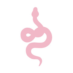 Pink snake with plants and flowers.Beautiful pink snake. Leaves and plants.Pattern with leaves and snake.Background with snake