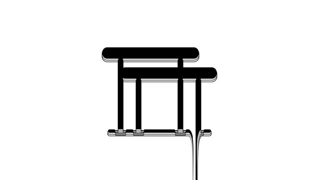Black Gymnastics equipment uneven bars icon isolated on white background. 4K Video motion graphic animation