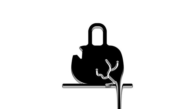 Black Broken weight icon isolated on white background. Kilogram weight block for weight lifting and scale. Mass symbol. 4K Video motion graphic animation